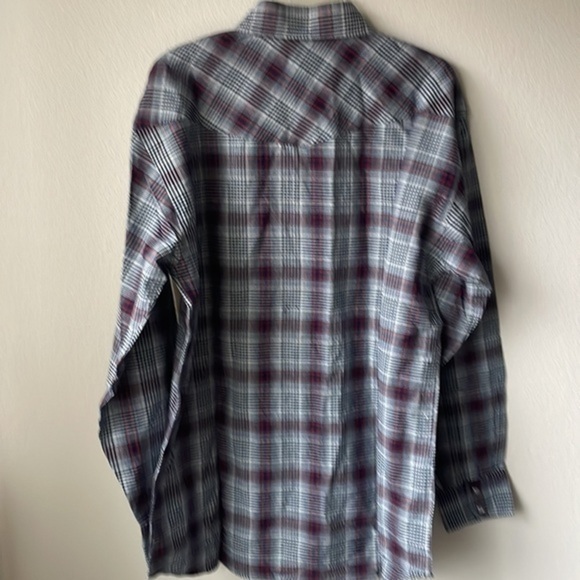 NEW AOS Rodeo shirt men's Large Tall plaid snap button western wear - Picture 8 of 12